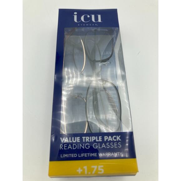 ICU Eyewear Oval Metal Reading Glasses -size +1.75 3pk - Picture 1 of 6